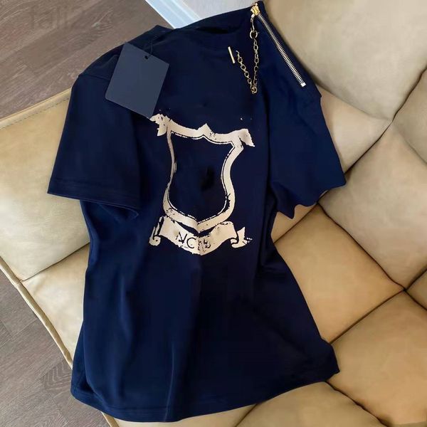women's t-shirt designer 6121404 2022 early spring new short sleeve shoulder zipper round neck chain fashion casual t-shirt upper femal, White
women's t-shirt designer 6121404 2022 early spring new short sleeve shoulder zipper round neck chain fashion casual t-shirt upper femal, White