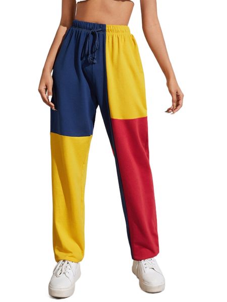 colorblock drawstring waist sweatpants d8gs#, Black;white
colorblock drawstring waist sweatpants d8gs#, Black;white