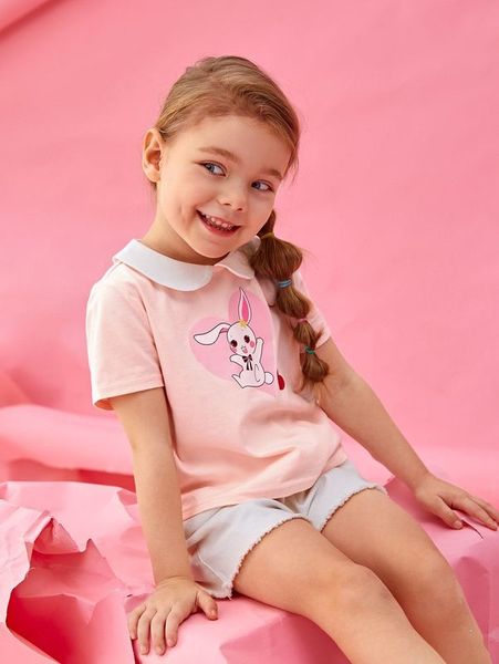 x starubeey toddler girls peter pan collar rabbit and heart print she, Blue
x starubeey toddler girls peter pan collar rabbit and heart print she, Blue