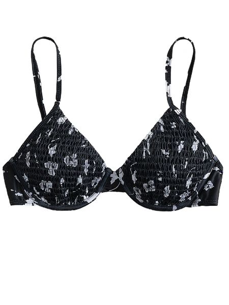 floral smocked underwire bikini e9rg#, White;black
floral smocked underwire bikini e9rg#, White;black