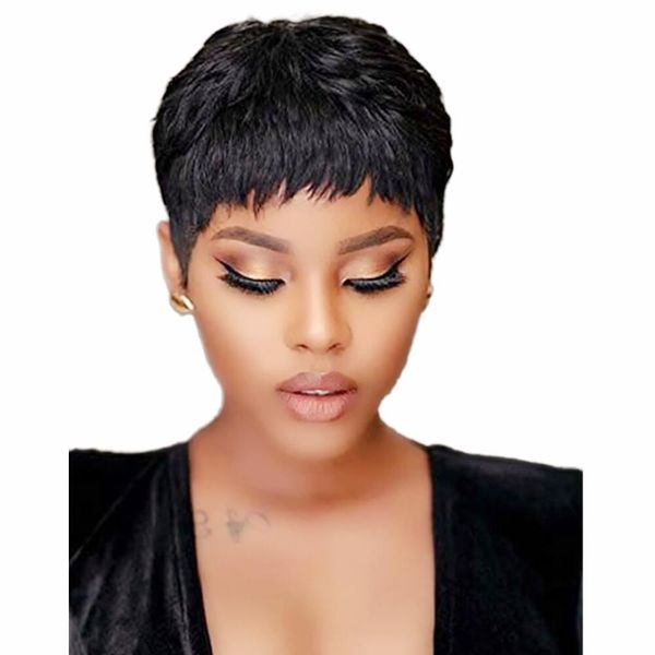short pixie cut straight human hair wigs none lace machine made wig for black women
short pixie cut straight human hair wigs none lace machine made wig for black women