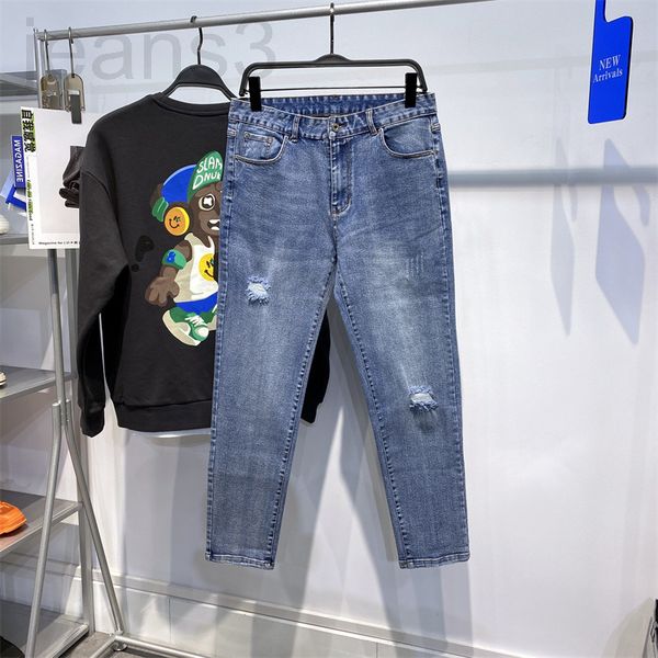 men's jeans designer spring fashion cat beard jeans men's blue basic slim fit worn gtbj8859 27zn