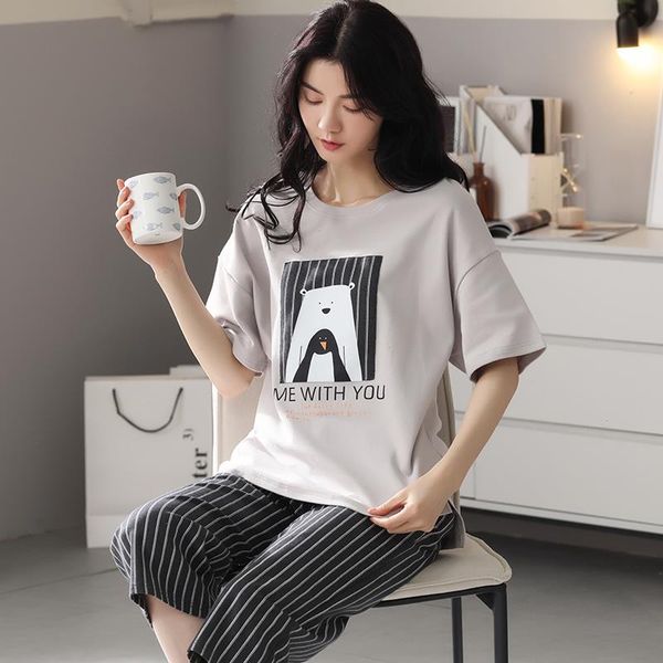 cute cartoon pajamas set summer short sleeve sleepwear 100 cotton pyjamas girls casual home clothing, Black;red
cute cartoon pajamas set summer short sleeve sleepwear 100 cotton pyjamas girls casual home clothing, Black;red