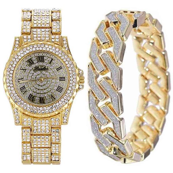 bt gift selection men's fashion luxury bracelet + steel band quartz cuban hip hop watch set boutique packaging, Silver
bt gift selection men's fashion luxury bracelet + steel band quartz cuban hip hop watch set boutique packaging, Silver