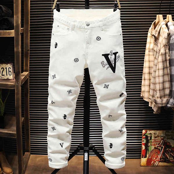 men's jeans spring and summer white stamping elastic small foot tight men's jeans washing digital printing pants 6902 j5sw, Blue
men's jeans spring and summer white stamping elastic small foot tight men's jeans washing digital printing pants 6902 j5sw, Blue