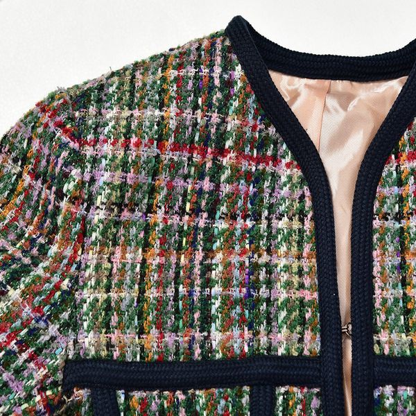 womens plaid jacket tweed long sleeve autumn winter ladies pockets short coat 201026, Black;brown
womens plaid jacket tweed long sleeve autumn winter ladies pockets short coat 201026, Black;brown