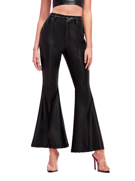 x ary villa high waist patent flare leg pants t5lf#, Black;white 
x ary villa high waist patent flare leg pants t5lf#, Black;white