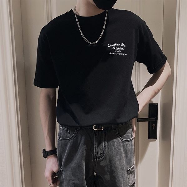 clothing 2022 spring and summer new couple embroidery round neck knitted short sleeve t-shirt men and women, White
clothing 2022 spring and summer new couple embroidery round neck knitted short sleeve t-shirt men and women, White