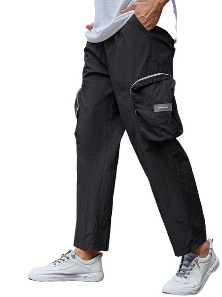 men drawstring waist patch detail cargo pants x0r9#, Black
men drawstring waist patch detail cargo pants x0r9#, Black