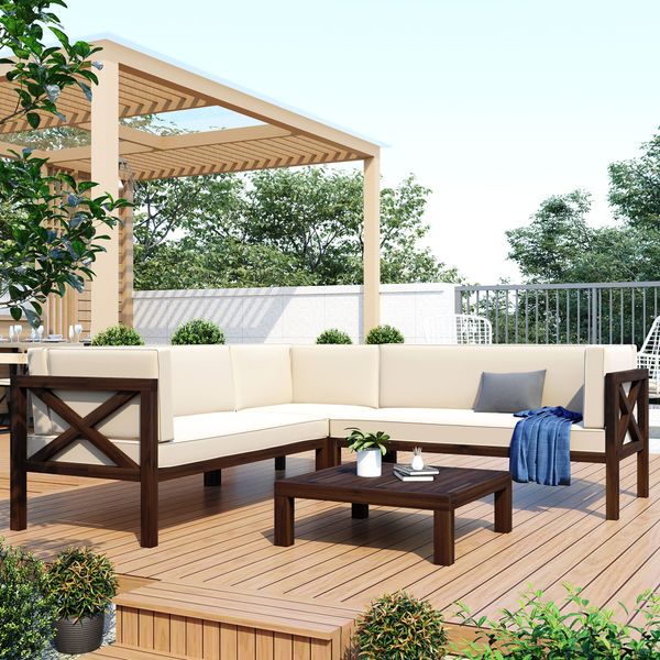 outdoor wooden terrace sectional seat set with cushion and table back x-shaped sofa suitable for small places
outdoor wooden terrace sectional seat set with cushion and table back x-shaped sofa suitable for small places