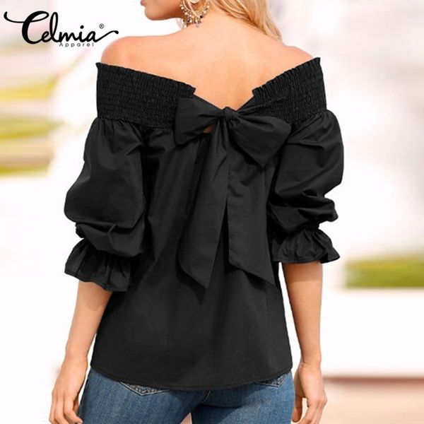 summer women blouse celmia off shoulder strapless bowknot slash neck shirts casual loose blusas femme plus size y200402, White
summer women blouse celmia off shoulder strapless bowknot slash neck shirts casual loose blusas femme plus size y200402, White