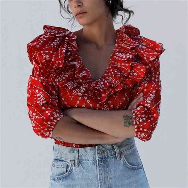 women embroidered eyelet blouse ruffle v-neck elastic trim retro openwork embroidery summer woman shirt 210524, White
women embroidered eyelet blouse ruffle v-neck elastic trim retro openwork embroidery summer woman shirt 210524, White