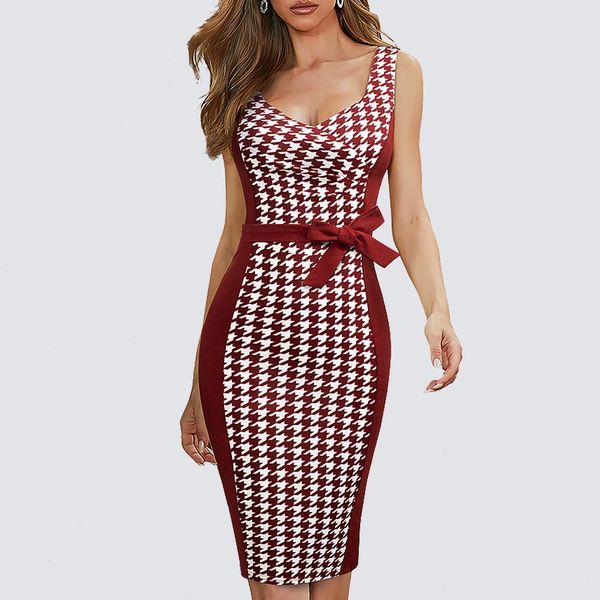 women elegant charming low cut dress houndstooth patchwork bow lady slim pencil knee length hb657, Black;gray
women elegant charming low cut dress houndstooth patchwork bow lady slim pencil knee length hb657, Black;gray