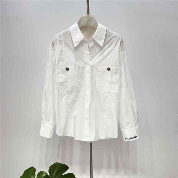 women's polos d spring and summer short korean letter embroidery pocket age reduction versatile long sleeved women's shirt cardiga, White
women's polos d spring and summer short korean letter embroidery pocket age reduction versatile long sleeved women's shirt cardiga, White