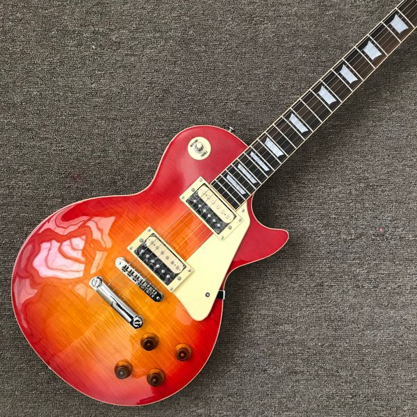 lp electric guitar, rosewood fingerboard, one piece of body and neck, frets binding, tune-o-matic bridge, chrome hardware, cherry burst colo
lp electric guitar, rosewood fingerboard, one piece of body and neck, frets binding, tune-o-matic bridge, chrome hardware, cherry burst colo