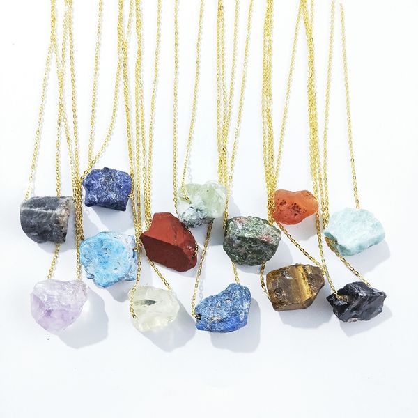 18k gold stainless steel chain irregular natural stone pendant reiki healing crystals quartz chakra pendant necklace for women jewelry whole, Silver
18k gold stainless steel chain irregular natural stone pendant reiki healing crystals quartz chakra pendant necklace for women jewelry whole, Silver