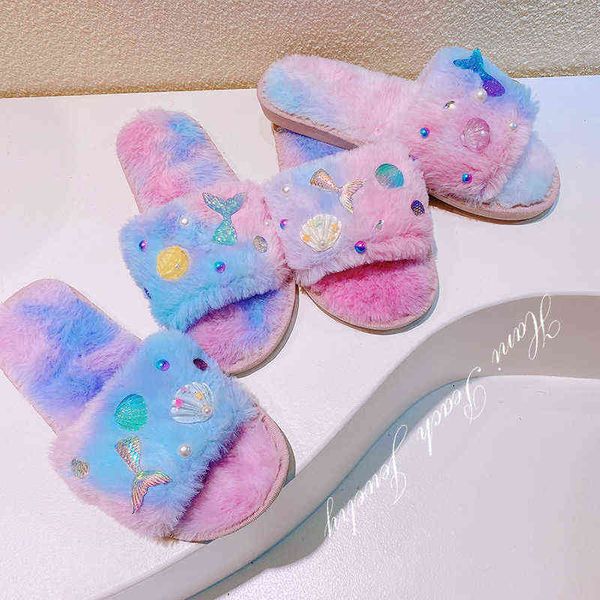 women slippers hd9375a15 color dreamy gradient mermaid pearl shell ins girl out personalized wool 0718, Black
women slippers hd9375a15 color dreamy gradient mermaid pearl shell ins girl out personalized wool 0718, Black