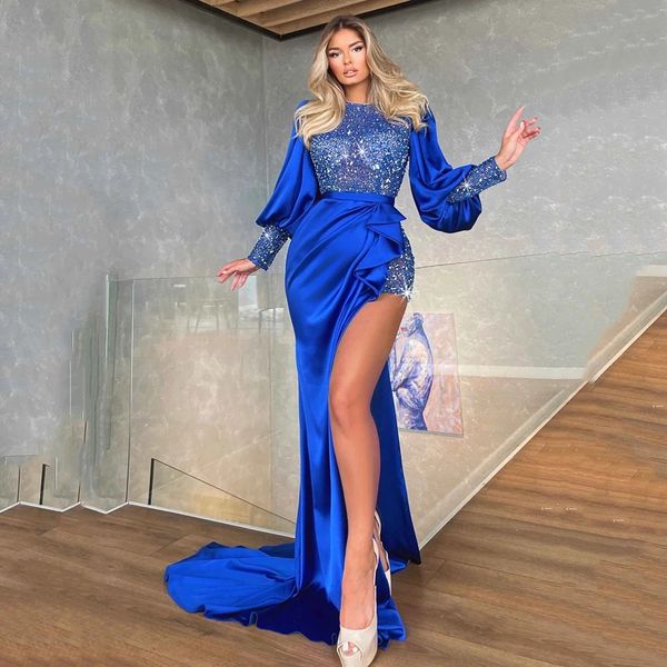 royal blue jewel evening dresses puffy sleeves crystals prom dresses long side split celebrity women formal party pageant gowns, Black;red
royal blue jewel evening dresses puffy sleeves crystals prom dresses long side split celebrity women formal party pageant gowns, Black;red
