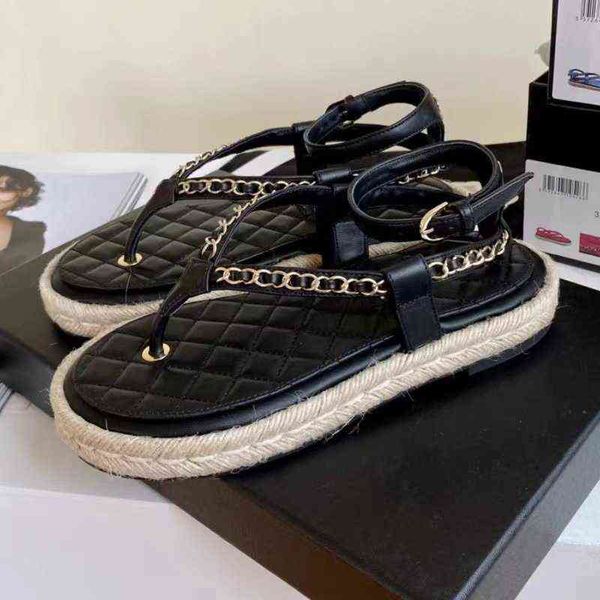 small fragrance flat bottom clip foot sandals women 2022 summer new metal chain thick bottom straw bottom open toe sandals women, Black
small fragrance flat bottom clip foot sandals women 2022 summer new metal chain thick bottom straw bottom open toe sandals women, Black
