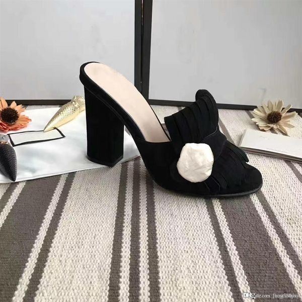 classic designer women half slippers cowhide 100% leather suede thick heels metal slides woman shoe beach lazy sandals high heeled268r, Black
classic designer women half slippers cowhide 100% leather suede thick heels metal slides woman shoe beach lazy sandals high heeled268r, Black