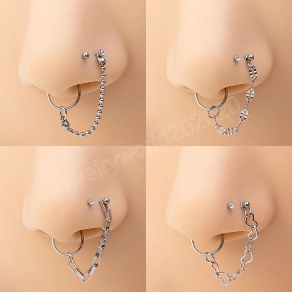 stainless steel clip nose ring tassel chain link nose stud fake piercing cuff hoop nostril for women girls body jewelry, Silver
stainless steel clip nose ring tassel chain link nose stud fake piercing cuff hoop nostril for women girls body jewelry, Silver