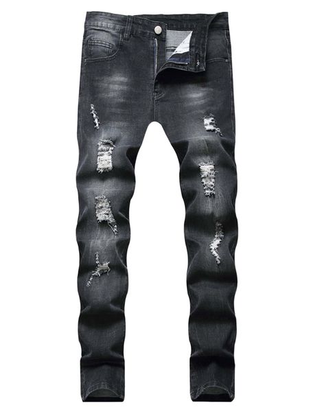 men slant pocket ripped jeans r2o3#, Blue