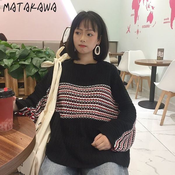 autumn and winter korean sweater women loose color matching pullover round neck longsleeved sweaters 210506, White;black
autumn and winter korean sweater women loose color matching pullover round neck longsleeved sweaters 210506, White;black