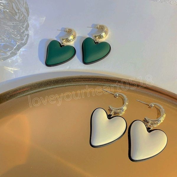 retro exaggerated love earrings female temperament metal heart korean earrings white green black coffee color, Silver
retro exaggerated love earrings female temperament metal heart korean earrings white green black coffee color, Silver