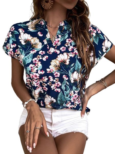 floral print notched neckline batwing sleeve blouse w0as#, White
floral print notched neckline batwing sleeve blouse w0as#, White