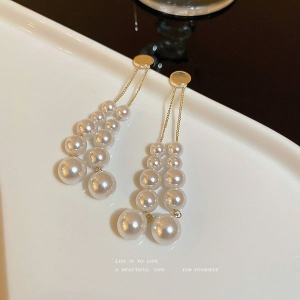 925 silver needle pearl tassel earrings korean fashion french style vintage earrings temperament long minority all-match eardrop, Golden
925 silver needle pearl tassel earrings korean fashion french style vintage earrings temperament long minority all-match eardrop, Golden