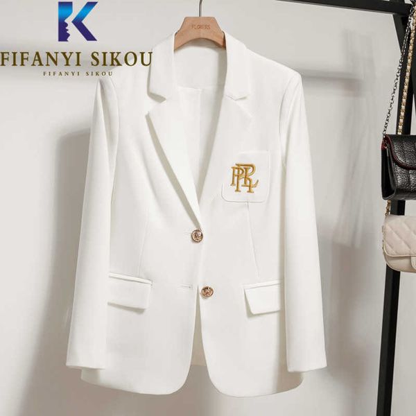 white blazer jacket women fashion embroidery single breasted suit jacket ladies casual office formal blazers coat, White;black
white blazer jacket women fashion embroidery single breasted suit jacket ladies casual office formal blazers coat, White;black