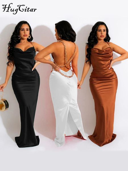 solid sleeveless swinging collar fold backless metal chain slit maxi dress 2022 fall evening party elegant vestido, Black;gray
solid sleeveless swinging collar fold backless metal chain slit maxi dress 2022 fall evening party elegant vestido, Black;gray