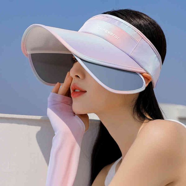 hats summer hat women's korean version rainbow empty large edge sun visor pvc telescopic pull plate tide, Blue;gray
hats summer hat women's korean version rainbow empty large edge sun visor pvc telescopic pull plate tide, Blue;gray