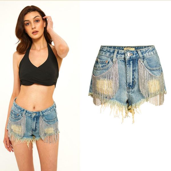 women hole personality street rhinestone tassel denim shorts new high waist short femme fashion summer casual short mujer w228, White;black
women hole personality street rhinestone tassel denim shorts new high waist short femme fashion summer casual short mujer w228, White;black