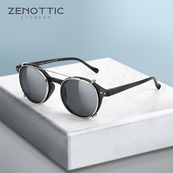 zenottic steampunk round clip on sunglasses men women sunglasses polarized lens magnetic removable optical computer glasses 220429, White;black 
zenottic steampunk round clip on sunglasses men women sunglasses polarized lens magnetic removable optical computer glasses 220429, White;black