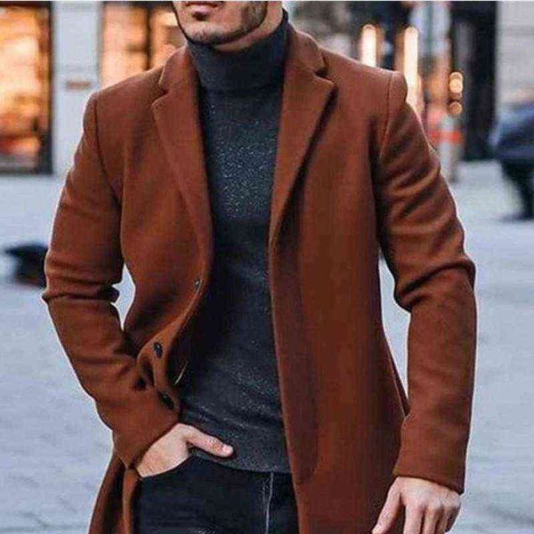 men's wool & blends 2021 winter trench coat men long overcoat solid color modern fashion windbreaker jackets mens england style t220810, Black
men's wool & blends 2021 winter trench coat men long overcoat solid color modern fashion windbreaker jackets mens england style t220810, Black