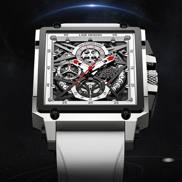 2021 lige men watches brand luxury hollow square sport watch for men fashion silicone strap quartz wristwatch reloj hombre, Silver
2021 lige men watches brand luxury hollow square sport watch for men fashion silicone strap quartz wristwatch reloj hombre, Silver