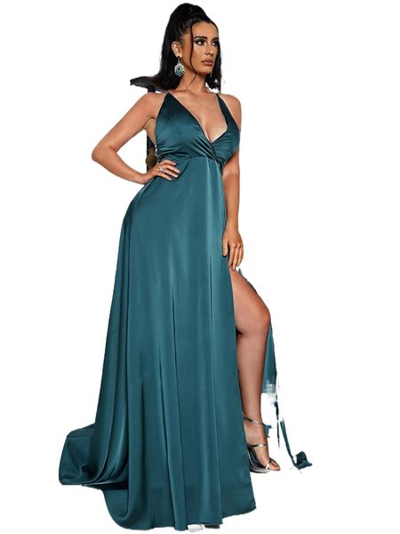 missord lace up backless plunging neck wrap hem satin formal dress f5sv#, Black;gray
missord lace up backless plunging neck wrap hem satin formal dress f5sv#, Black;gray