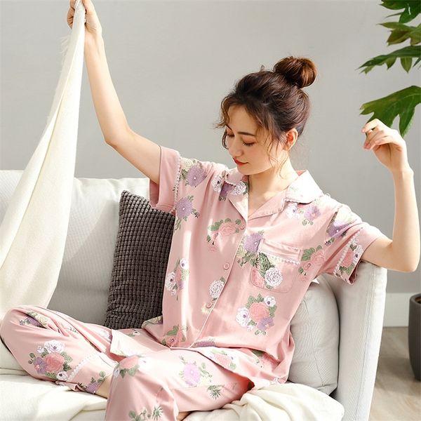 women pajamas set spring new printed short sleeve cute sleepwear turn down collar homewear female pyjamas homewear loungewear t200707, Black;red
women pajamas set spring new printed short sleeve cute sleepwear turn down collar homewear female pyjamas homewear loungewear t200707, Black;red