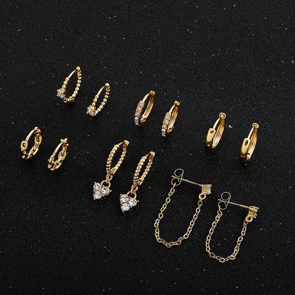 round circle tiny hoops trendy gold plated twist chain earring for women charm clear cz huggie stacked cartilage earrings 220716, Golden;silver
round circle tiny hoops trendy gold plated twist chain earring for women charm clear cz huggie stacked cartilage earrings 220716, Golden;silver