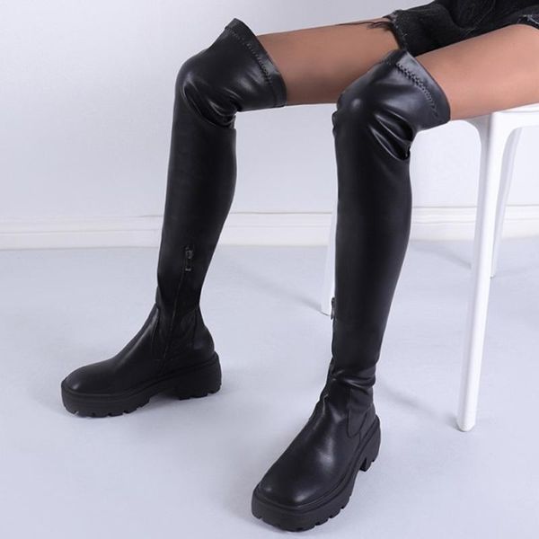 boots wide anti-slip sole 5cm low heel black stretch pu upper winter over the knee women's shoes plus size 43
boots wide anti-slip sole 5cm low heel black stretch pu upper winter over the knee women's shoes plus size 43