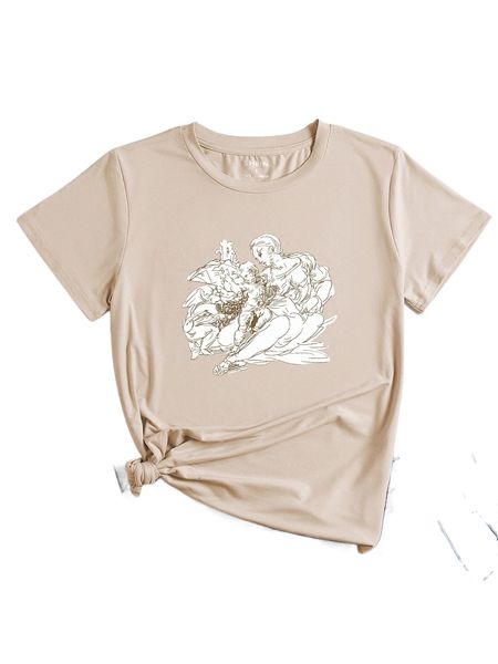 figure graphic round neck t-shirt p9sa#, White
figure graphic round neck t-shirt p9sa#, White