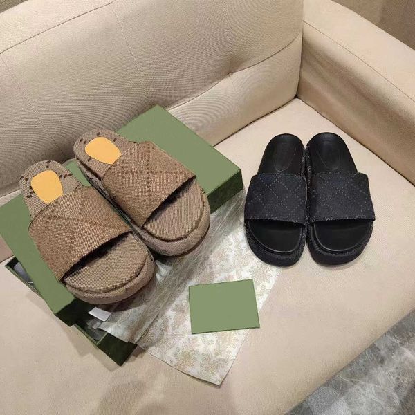womens fashion designer slides slippers embroidered canvas slip on girls 60mm canvas covered platform sandals with box and dust, Black
womens fashion designer slides slippers embroidered canvas slip on girls 60mm canvas covered platform sandals with box and dust, Black