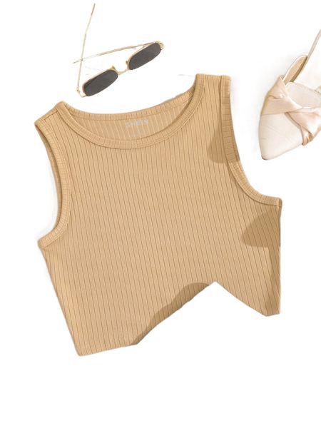 solid ribbed knit tank w5go#, White 
solid ribbed knit tank w5go#, White