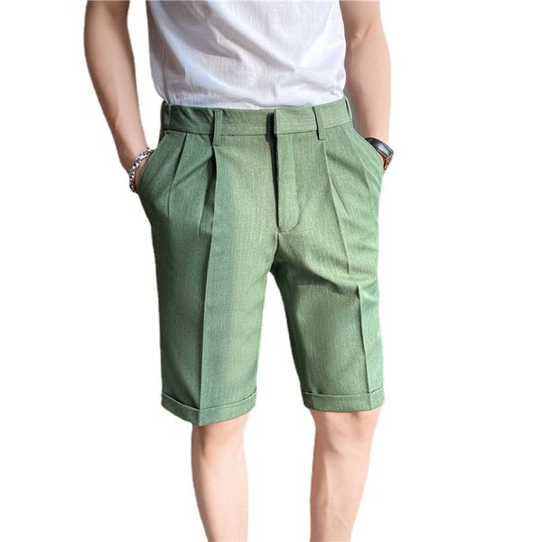 men's shorts pleated men summer white korean fashion casual work wear clothes breathable comfort slim fit bermudas 2022, White;black 
men's shorts pleated men summer white korean fashion casual work wear clothes breathable comfort slim fit bermudas 2022, White;black