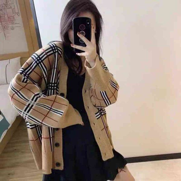 good brand coat british style knitted cardigan autumn and winter new loose v-neck plaid sweater coat ni4k, Black;brown
good brand coat british style knitted cardigan autumn and winter new loose v-neck plaid sweater coat ni4k, Black;brown