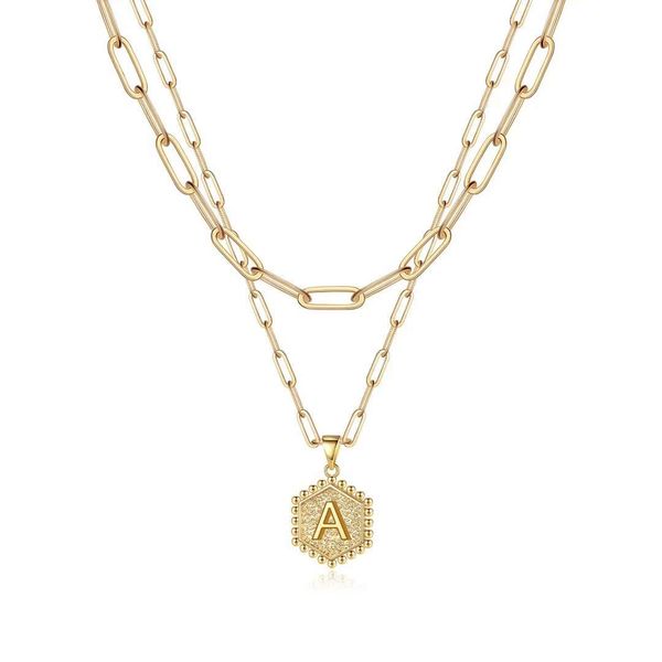 pendant necklaces dainty layered initial for women 14k gold plated paperclip chain necklace simple cute hexagon letter choker amwji, Silver
pendant necklaces dainty layered initial for women 14k gold plated paperclip chain necklace simple cute hexagon letter choker amwji, Silver