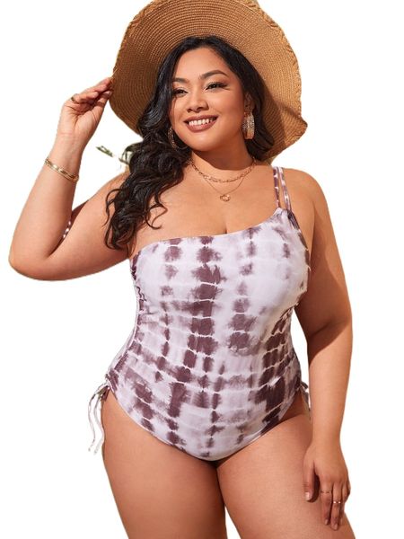 plus tie dye drawstring one piece swimsuit j9kb#, White;black
plus tie dye drawstring one piece swimsuit j9kb#, White;black