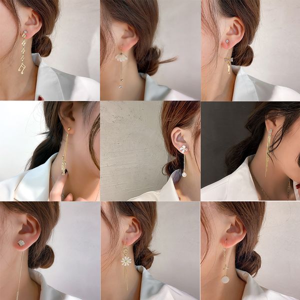 925 silver needle korean dongdaemun long earrings fashion geometry pattern tassel earrings internet new graceful eardrop women, Golden
925 silver needle korean dongdaemun long earrings fashion geometry pattern tassel earrings internet new graceful eardrop women, Golden