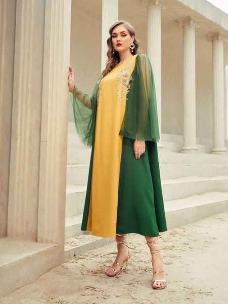 plus keyhole back floral appliques mesh sleeve dress k99o#, Black
plus keyhole back floral appliques mesh sleeve dress k99o#, Black